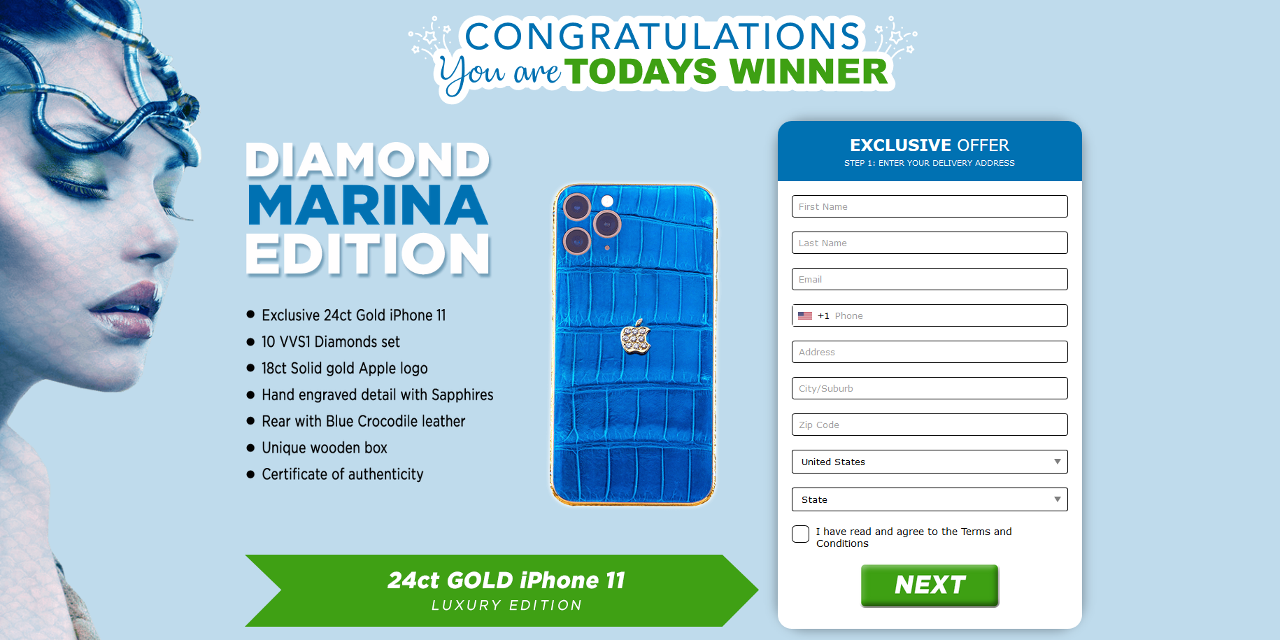 Just Prizes - 24ct Gold iPhone 11 (US)